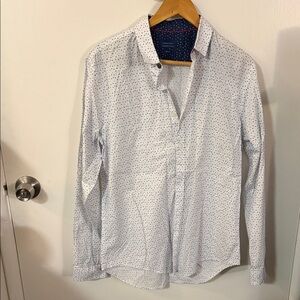 Zara White Shirt with Blue Dots